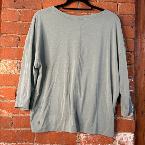 Athleta Embody Twist Front Top in Minimalistic Grey Sage Green Sz L Minimal - Picture 7 of 7